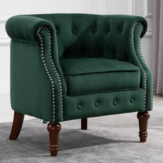 Product photograph of Freia Fabric Accent Chair In Green from Furniture in Fashion
