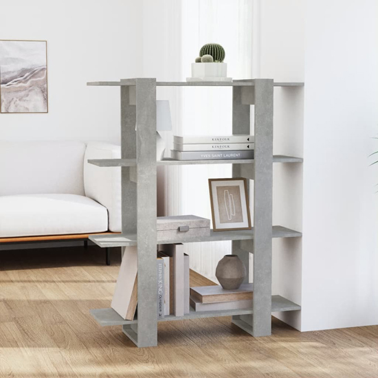 Frej Wooden Bookshelf And Room Divider In Concrete Effect_2