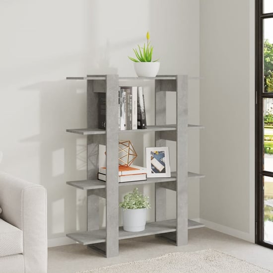 Frej Wooden Bookshelf And Room Divider In Concrete Effect_1