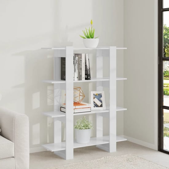Frej High Gloss Bookshelf And Room Divider In White