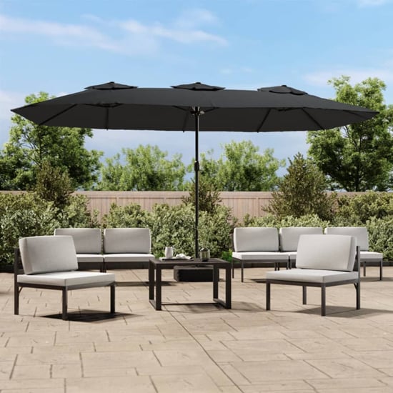 Product photograph of Fremont Double-head Fabric Parasol In Anthracite from Furniture in Fashion