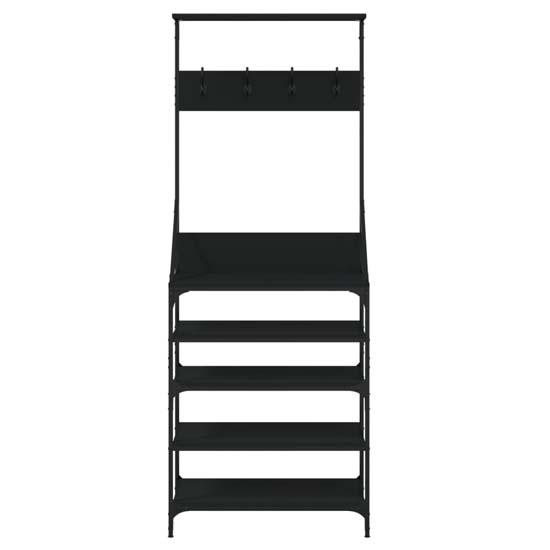 Fremont Wooden Coat Stand With 4 Shelves In Black
