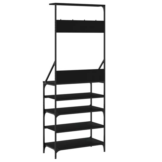 Fremont Wooden Coat Stand With 4 Shelves In Black