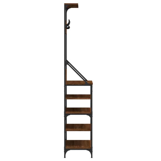Fremont Wooden Coat Stand With 4 Shelves In Brown Oak