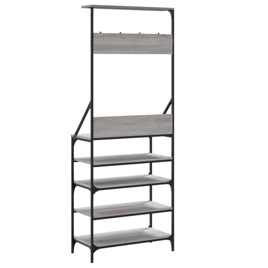 Fremont Wooden Coat Stand With 4 Shelves In Grey Sonoma Oak