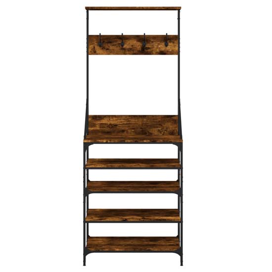 Fremont Wooden Coat Stand With 4 Shelves In Smoked Oak