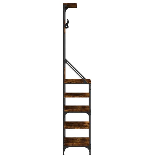 Fremont Wooden Coat Stand With 4 Shelves In Smoked Oak