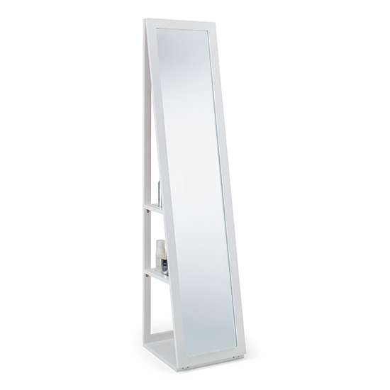 Fanning Storage Dressing Cheval Mirror In White