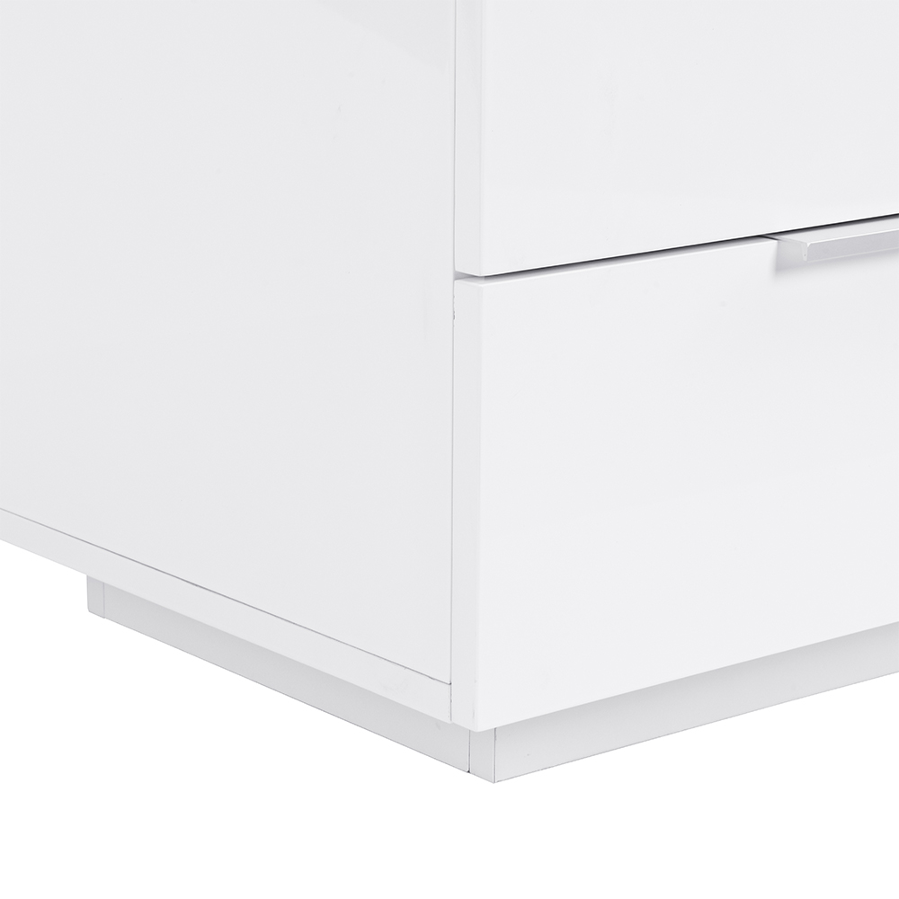 Fresh Bedside Cabinet In White Glass Top And High Gloss