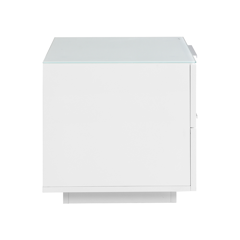 Fresh Bedside Cabinet In White Glass Top And High Gloss