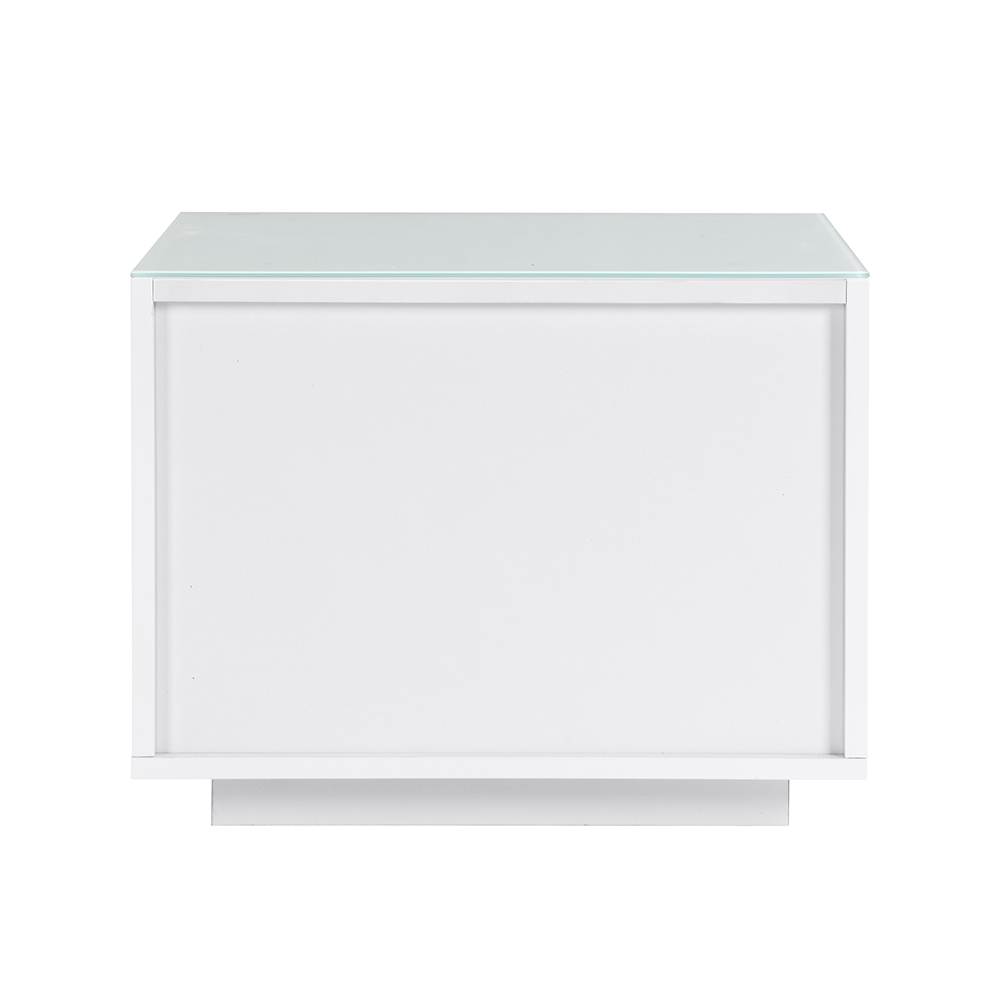 Fresh Bedside Cabinet In White Glass Top And High Gloss