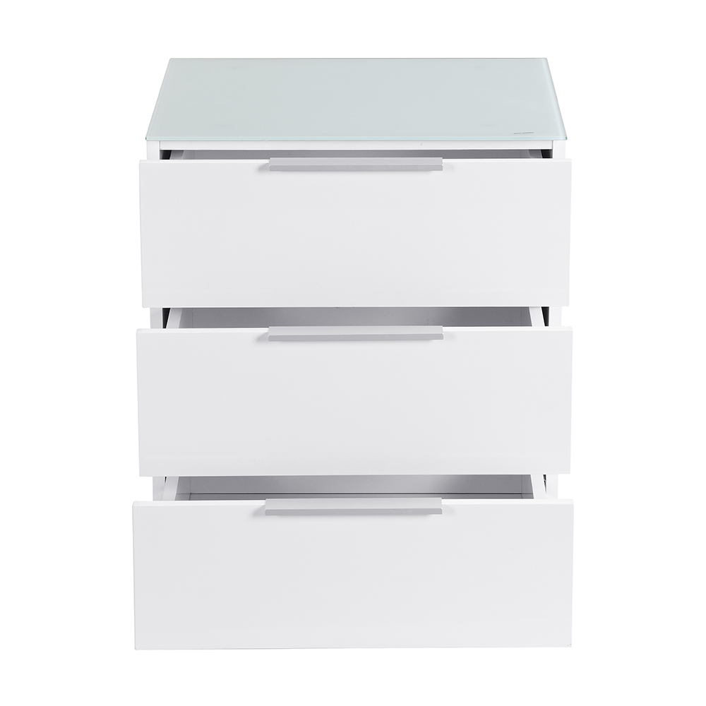Fresh Tall Bedside Cabinet In White Glass Top And High Gloss