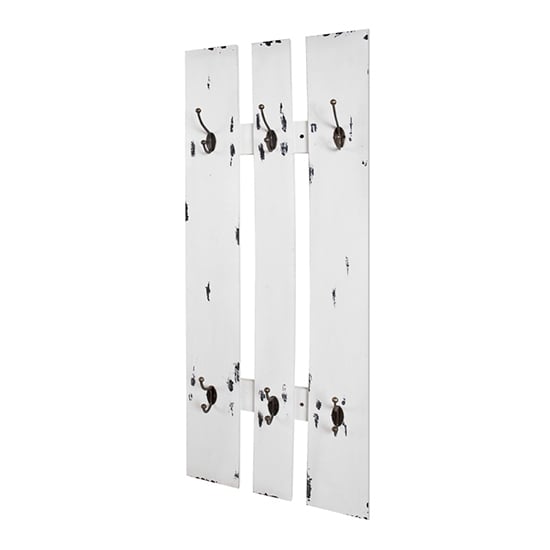 Fresno Wooden Coat Rack With 6 Metal Hooks In Antique White