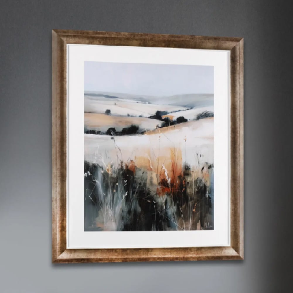 Fresno Large Wooden Blaze Wall Art In Bronze Frame