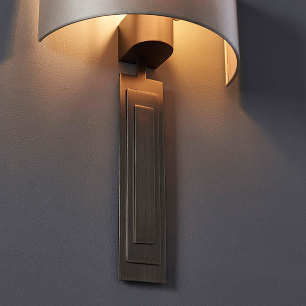 Fresno Fabric Wall Light In Brushed Bronze