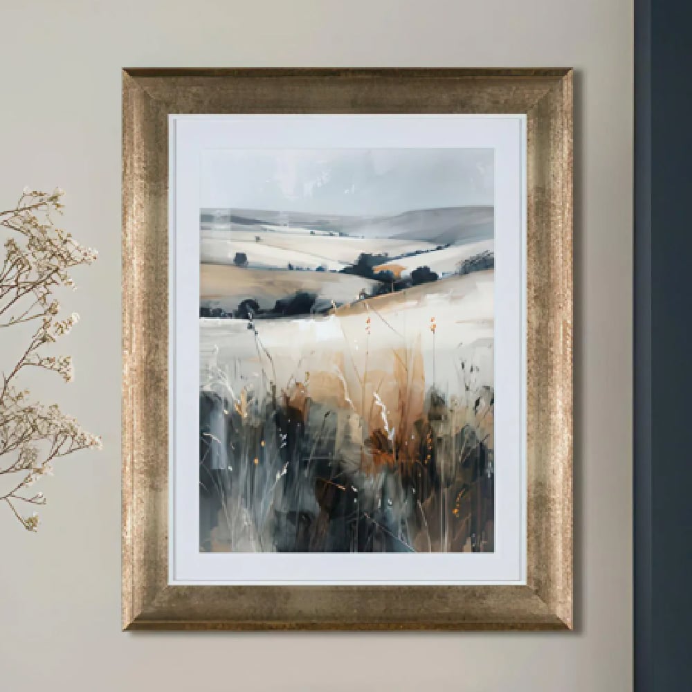 Fresno Small Wooden Blaze Wall Art In Bronze Frame