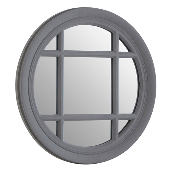 Fresot Round Window Designed Wall Mirror In Grey FiF