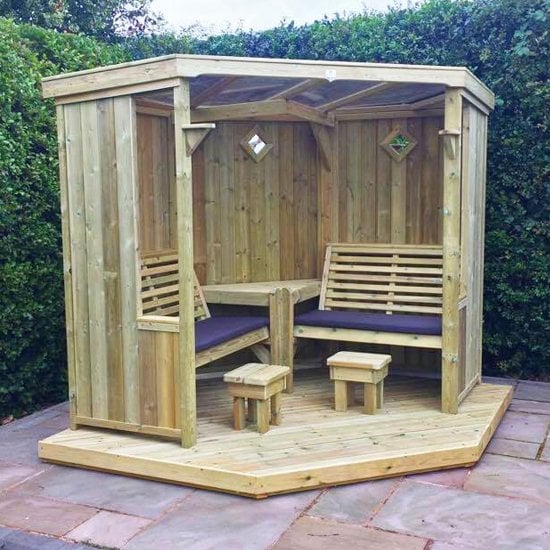 Read more about Fresta wooden occaisonal seating garden room with decking