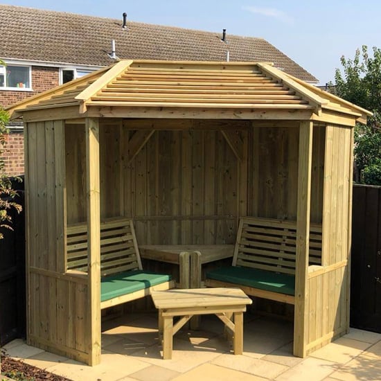 Read more about Fresta wooden occaisonal seating garden room with decking