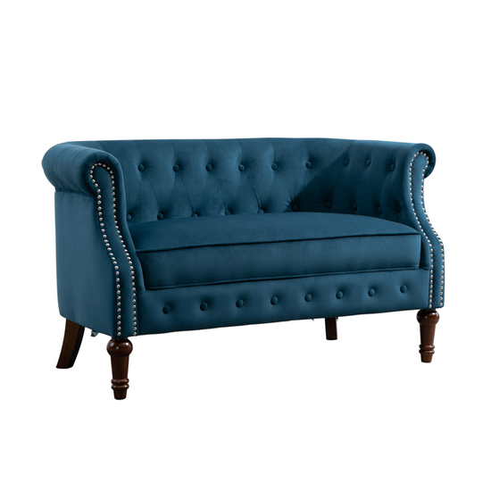 Freya Fabric Upholstered 2 Seater Sofa In Blue_3
