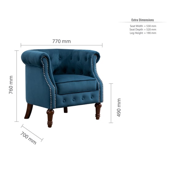 Freya Fabric Upholstered Accent Chair In Blue_5