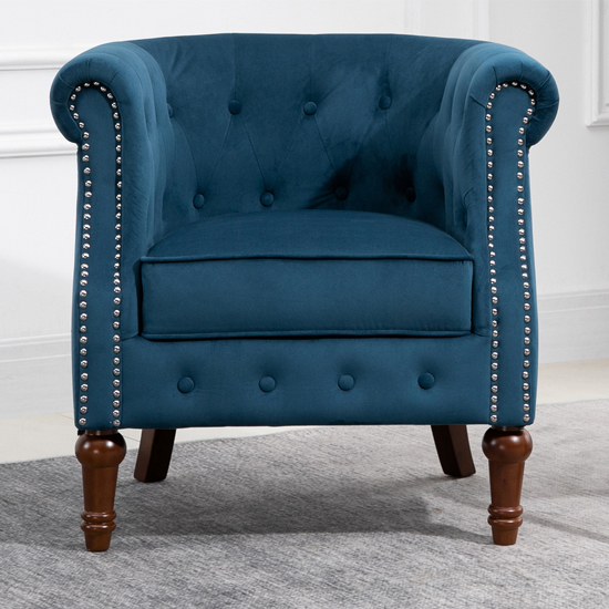 Freya Fabric Upholstered Accent Chair In Blue