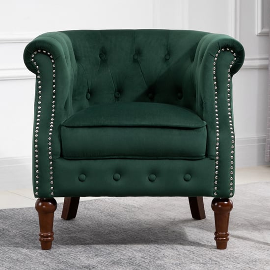 Freya Fabric Upholstered Accent Chair In Green