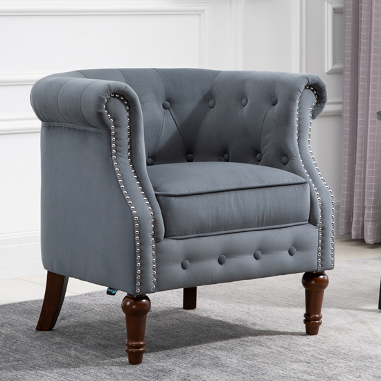 Freya Fabric Upholstered Accent Chair In Grey_2