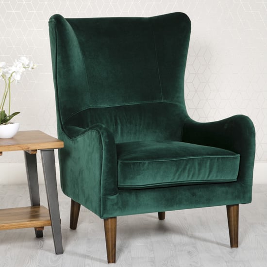 Photo of Freyton velvet upholstered lounge chair in green