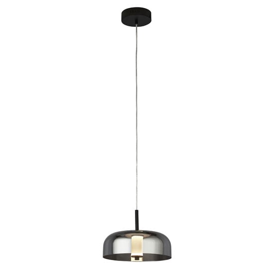 Read more about Frisbee 1 led pendant light in matt black with smoked glass