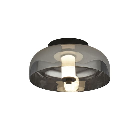 Product photograph of Frisbee Led Ceiling Light In Matt Black With Smoked Glass from Furniture in Fashion