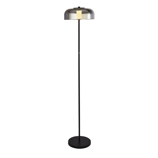 Product photograph of Frisbee Led Floor Lamp In Matt Black With Smoked Glass from Furniture in Fashion