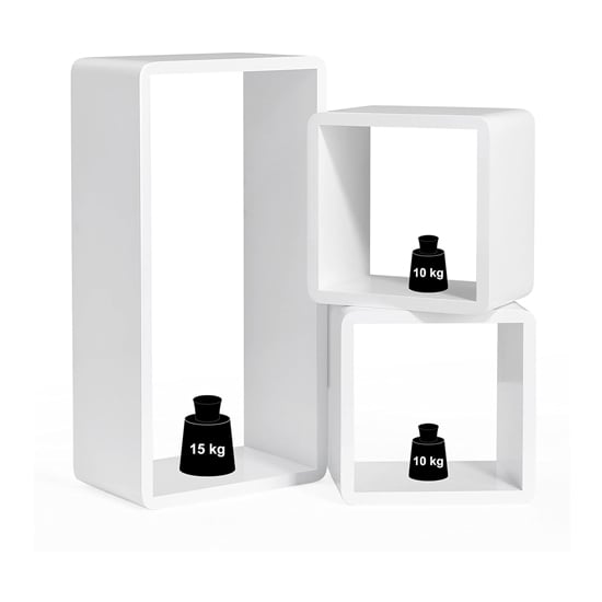 Frisco Wooden 3 Cube Floating Wall Shelves In White Sale