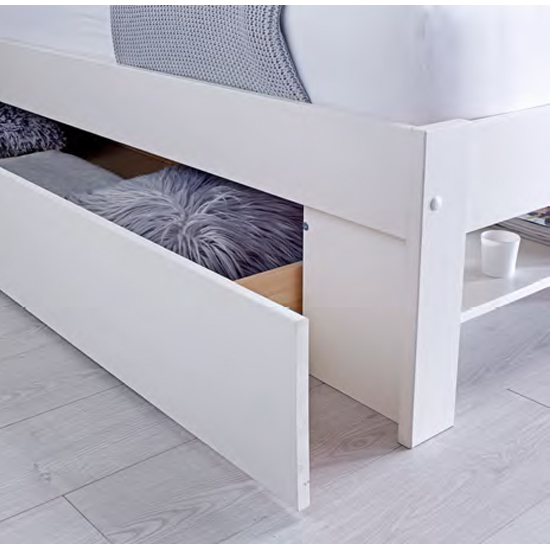 Frisco Wooden Double Bed With Shelves In White