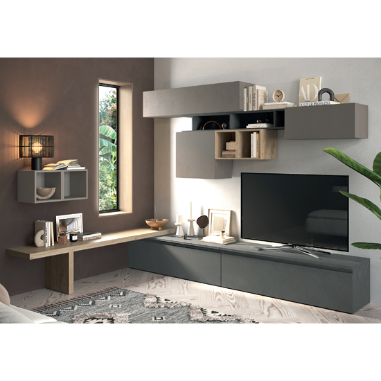 Read more about Frisco wooden entertainment unit in clay cadiz oak lead grey