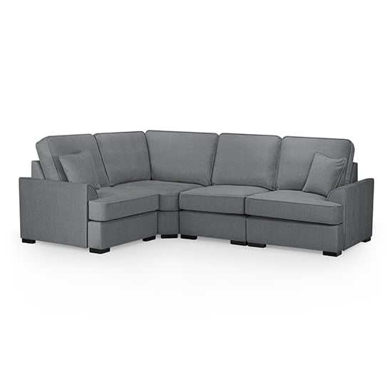 Frisco Fabric Left Hand Corner Sofa In Grey With Wooden Feets