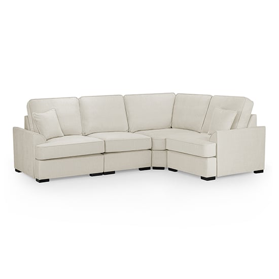 Frisco Fabric Right Hand Corner Sofa In Beige With Wooden Feets