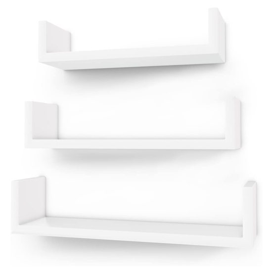 Frisco High Gloss Set of 3 Floating Wall Shelves In White FiF