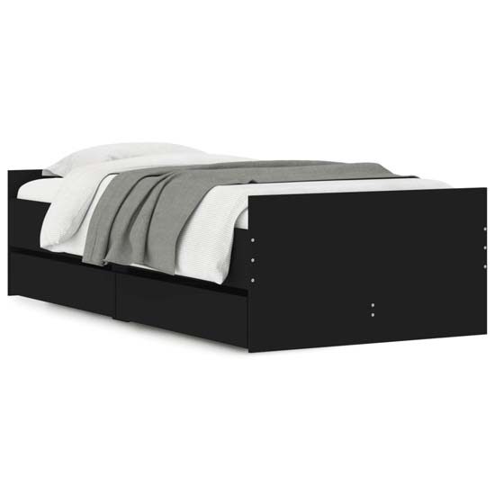 Frisco Wooden Single Bed With Drawers In Black