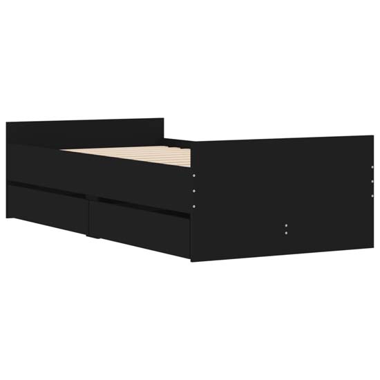 Frisco Wooden Single Bed With Drawers In Black