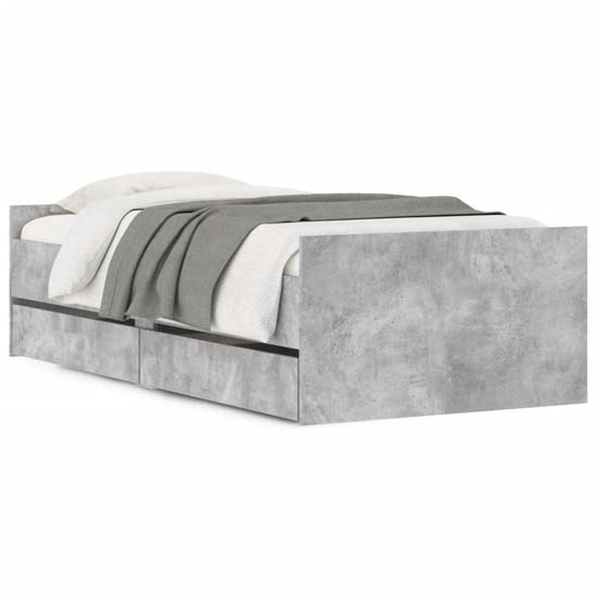 Frisco Wooden Single Bed With Drawers In Concrete Effect
