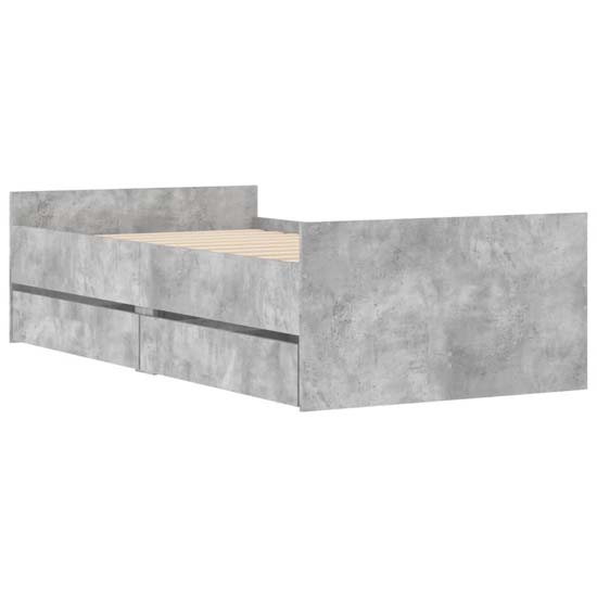 Frisco Wooden Single Bed With Drawers In Concrete Effect