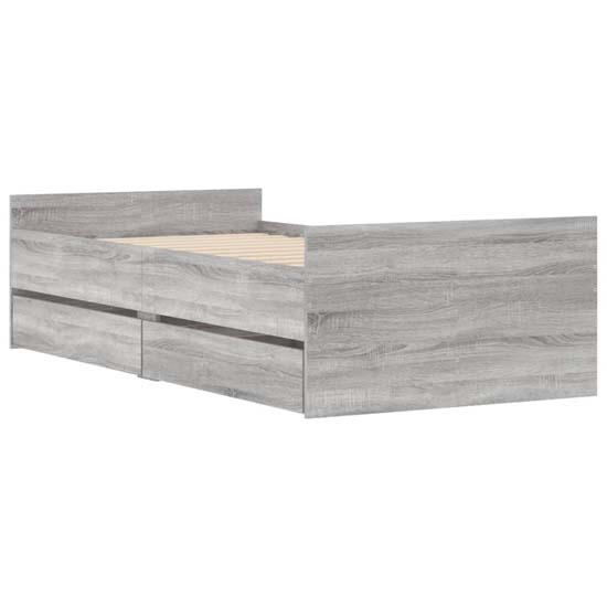 Frisco Wooden Single Bed With Drawers In Grey Sonoma Oak