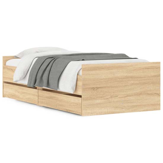 Frisco Wooden Single Bed With Drawers In Sonoma Oak