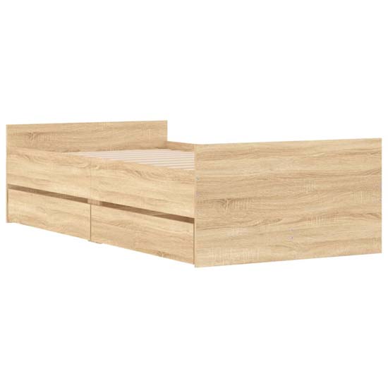 Frisco Wooden Single Bed With Drawers In Sonoma Oak