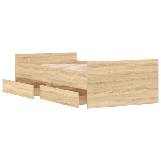 Frisco Wooden Single Bed With Drawers In Sonoma Oak
