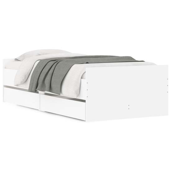 Frisco Wooden Single Bed With Drawers In White