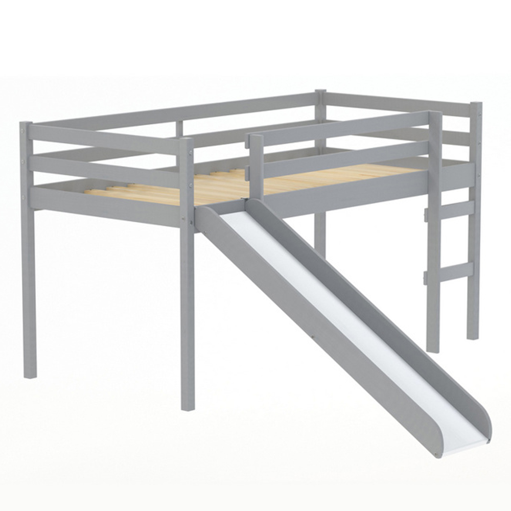 Frisco Wooden Mid Sleeper Bunk Bed With Slide In Grey