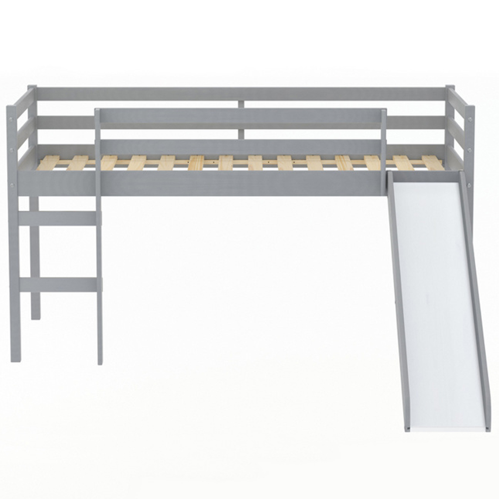 Frisco Wooden Mid Sleeper Bunk Bed With Slide In Grey