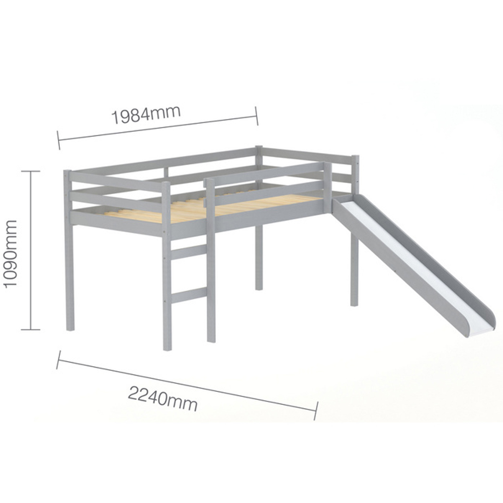 Frisco Wooden Mid Sleeper Bunk Bed With Slide In Grey